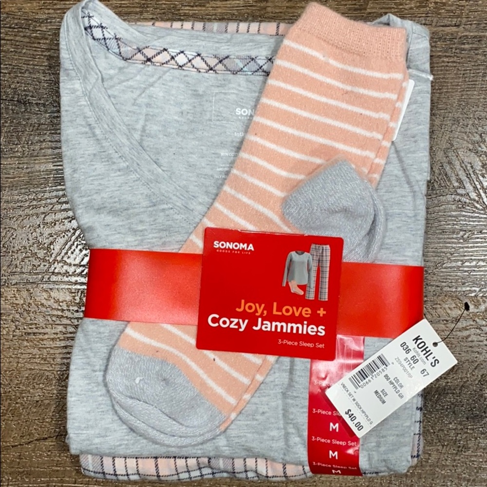 Pajama Set 3pc Cozy Jammies SzM NWT